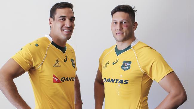 Wallabies locks Rory Arnold (left) and Adam Coleman.