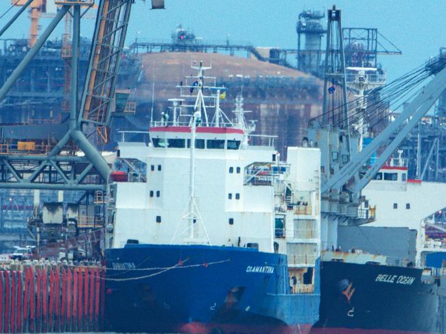 A case of Covid 19 confirmed aboard the Cattle Ship "Diamantina" docked at East Arm Wharf in Darwin Harbour. Picture GLENN CAMPBELL