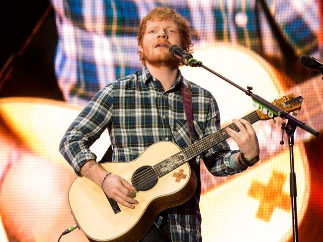 LAS VEGAS, NV - MAY 15:  Recording artist Ed Sheeran performs onstage during Rock in Rio USA at the MGM Resorts Festival Grounds on May 15, 2015 in Las Vegas, Nevada.  (Photo by Christopher Polk/Getty Images)