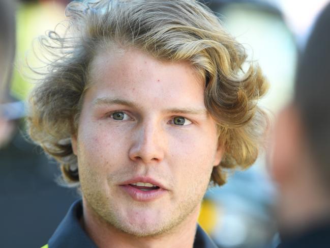 Cricketer Will Pucovski is seen during a media conference outside the MCG in Melbourne, Wednesday, January 9, 2019. Pucovski has been confirmed to play in the Domain Test Series Squad against Sri Lanka commencing in Brisbane on January 24. (AAP Image/James Ross) NO ARCHIVING