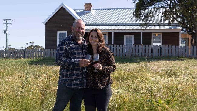 Husband and wife team Daniel Kelleher and Ella Hoban-Kelleher, of Premaydena Hill, are opening a cellar door on the Tasman Peninsula at their farm. Picture: Nick Green