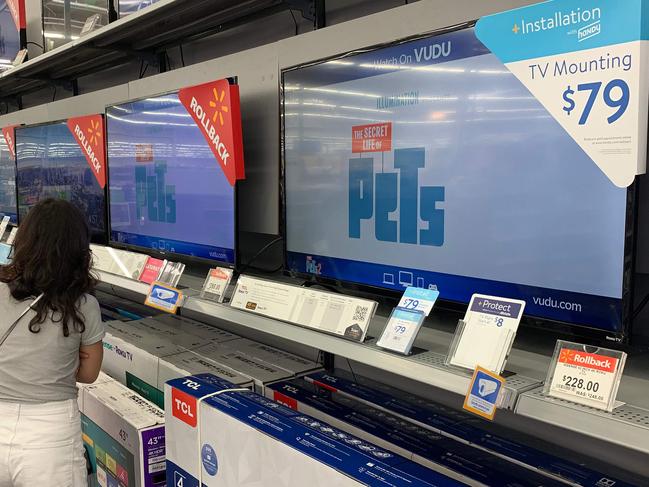 Chinese made televisions for sale at a store after US import tariffs rose more on $100 billion in Chinese goods. Picture: AFP