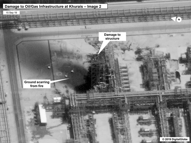 The drone attack on Saudi Arabia's Abqaiq plant and its Khurais oilfield led to the interruption of an estimated 5.7 million barrels per day. Picture: AP