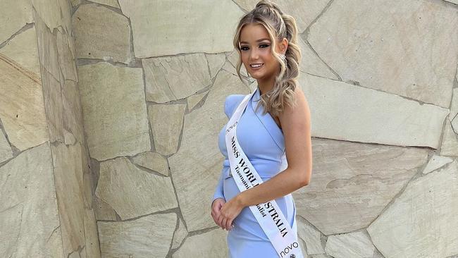 Launceston's Cleo Pedley, 21, at the Miss World Australia 2023 national finals on the Gold Coast. Picture: Instagram