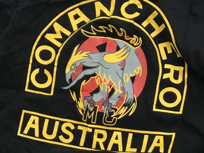 Comanchero paraphernalia seized by police during strike force Hughson