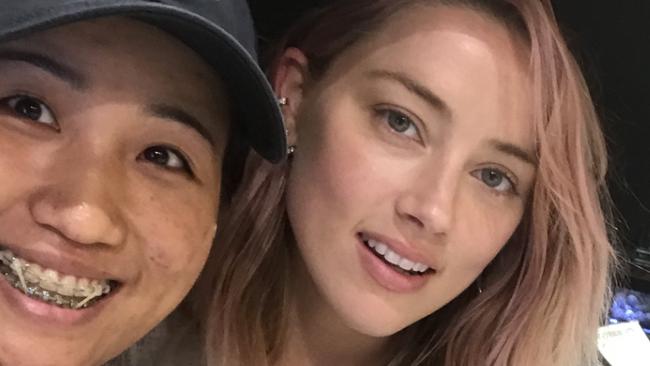 Jessie Ko, 25, met and scored a selfie with Amber Heard at Pacific Fair. Picture: Jessie Ko