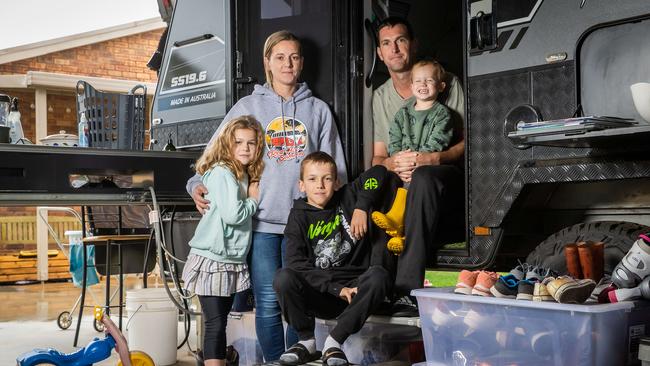 The O'Sullivan family are still living in a caravan. Picture: Jason Edwards