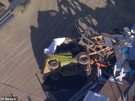 A man has died after being crushed by a forklift in a horrific incident at a western Sydney business. Picture: 7 News