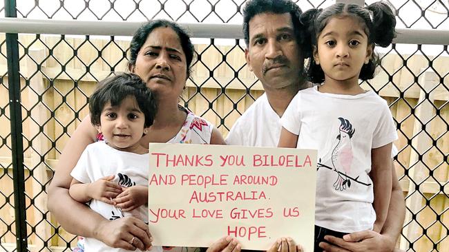 Nades Murugappan, wife Priya and children Kopika 3 and Tharunicaa 21 months – Family being held in immigration detention in Melbourne who were living in Biloela. Pic Supplied