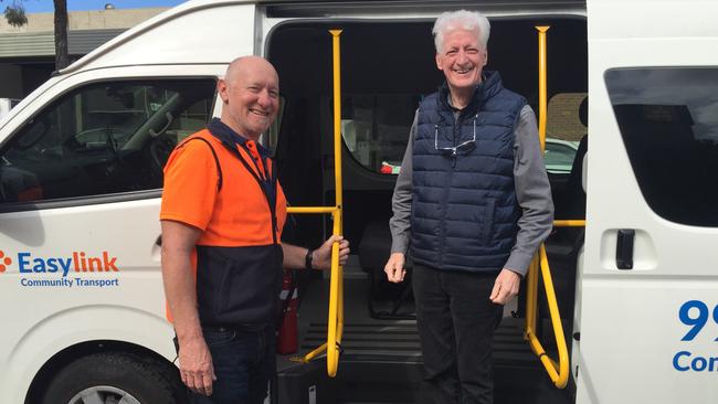 An Easylink community transport volunteer (left) and a passenger on the northern beaches.