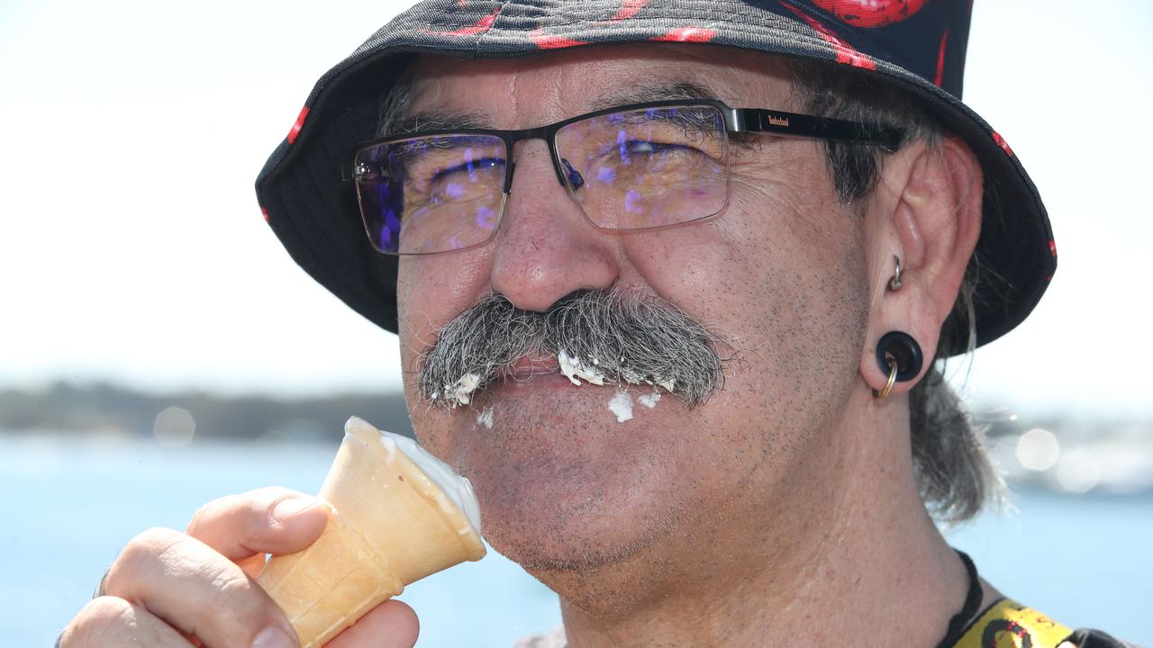 Huge crowds for the first day of the Gold Coast Show. John Loveridge enjoys his ice cream, and it shows. Picture: Glenn Hampson