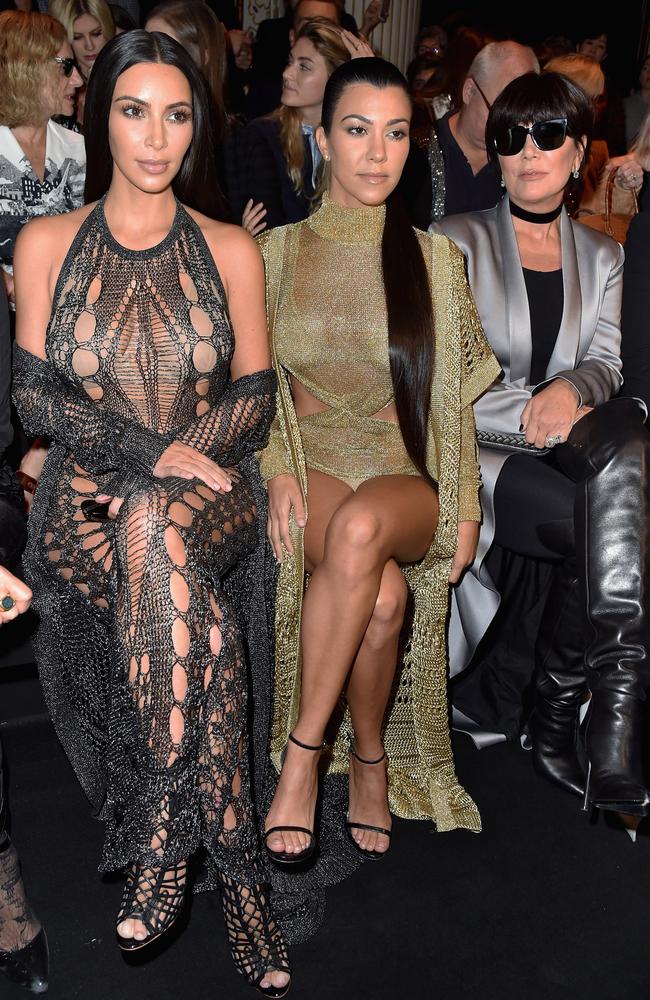 Kim Kardashian, Kourtney Kardashian and Kris Jenner attend the Balmain show as part of the Paris Fashion Week Womenswear Spring/Summer 2017 on September 29, 2016 in Paris, France. Picture: Getty