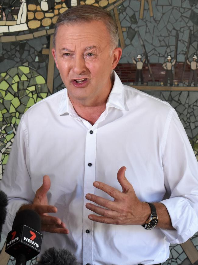 Anthony Albanese during his tour of Queensland. Picture: Cameron Bates