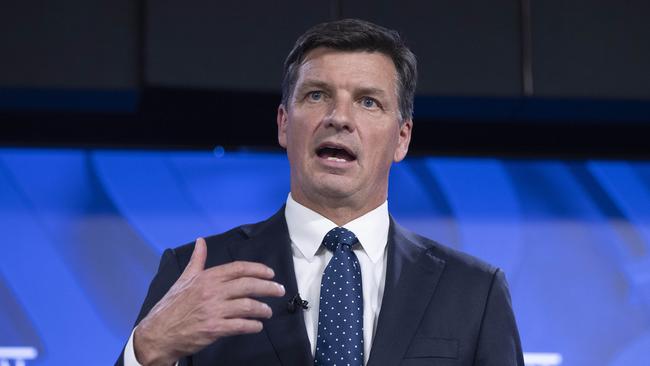 Opposition Treasury spokesman Angus Taylor at the National Press Club in Canberra on Wednesday. Picture: NCA NewsWire / Gary Ramage