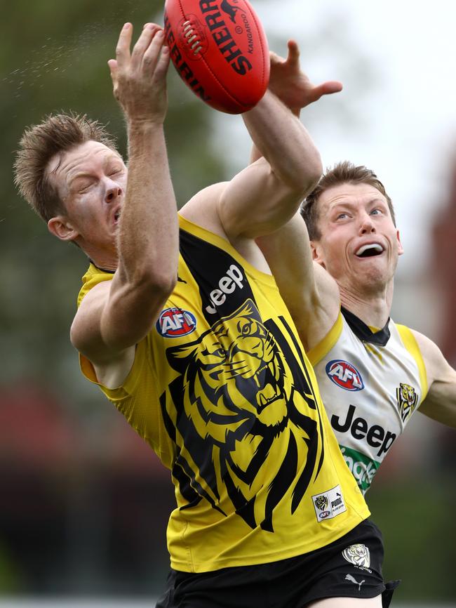 Jack Riewoldt finished with three goals up forward. Picture: Mark Dadswell