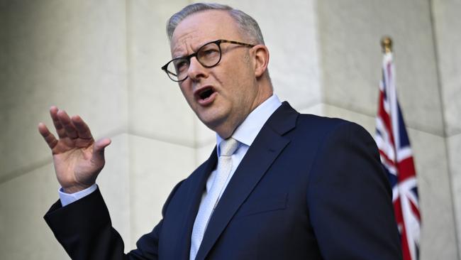 Anthony Albanese announces his new ministry on Monday. Picture: NewsWire / Martin Ollman