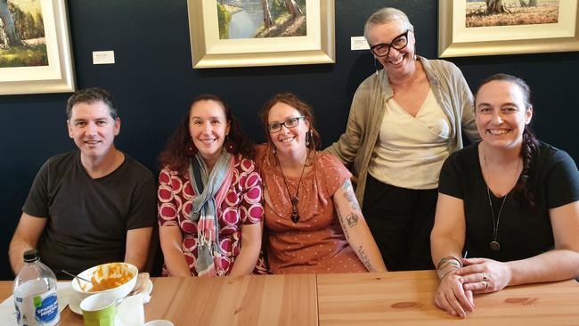 From left is Angus Olsen (CafeXpresso), Anna Spoore (Uplift Fair Trade), Sharon Peralta (Gallery One88), Mel Jones (True to the Bean) and Lynne Curan (Omnia). Picture: Isabell Petrinic