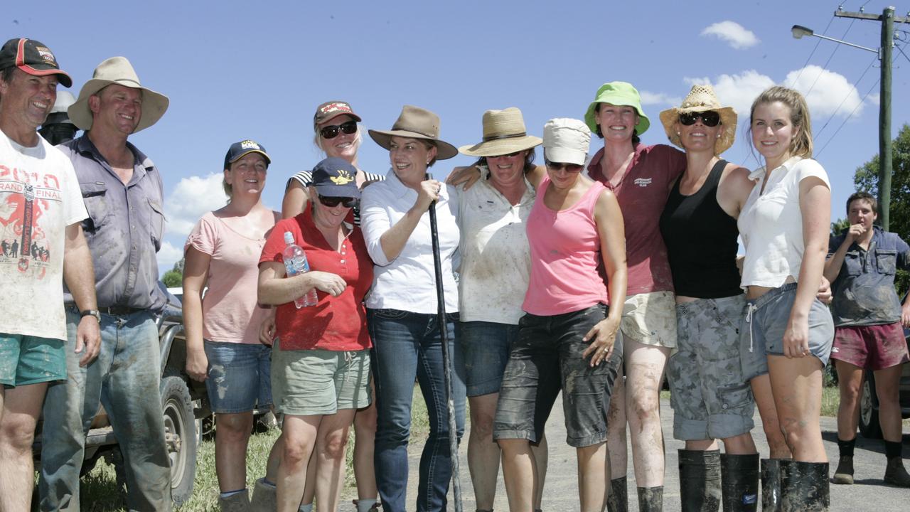 Then Premier Anna Bligh visits Mitchell after its flood to thank the Mitchell Mud Army. Picture: Sarah Marshall