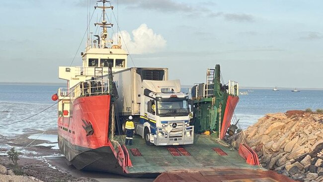 Barges carrying containers of food had to be shipped to the coastal town of Derby due to the damage to local roads.