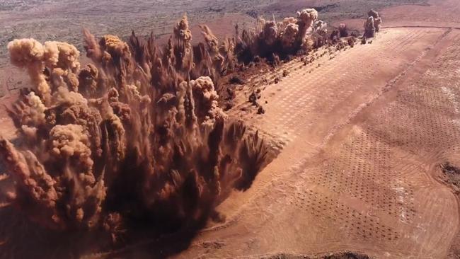 The first blast was fired at BHP’s South Flank project today, as the next major step in the development of the US$3.6 billion mine site in the Pilbara. The blast represents the start of mining development works at South Flank, on the way to a target of first ore in calendar year 2021. Picture: Supplied