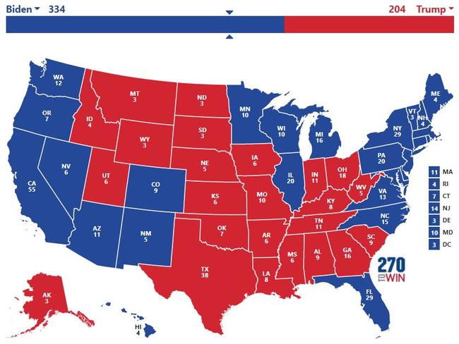 And how it could look a week later, when the entire mail vote has been counted. Picture: 270toWin