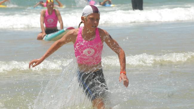 Action from the Queensland Youth Surf Life Saving Championships on February 17.