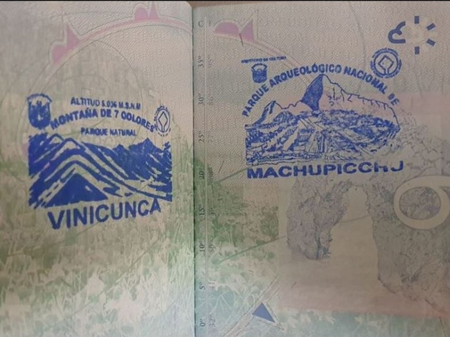 Souvenir passport stamp warning to travellers