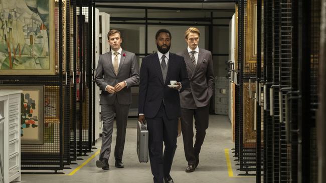 Jack Cutmore-Scott, John David Washington and Robert Pattinson in Tenet.