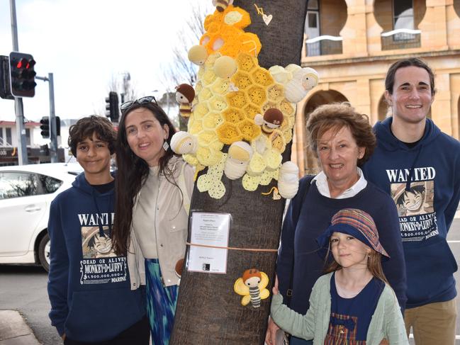 Dean Fouda, Stephanie Brown, Pam Brown, Seqinah Prechtl, and Lachlan Schultz enjoying Jumpers and Jazz in July 2022. Photo: Jessica Paul / Warwick Daily News