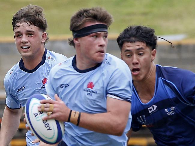 Aston Weir   for Waratahs.  Under 16s Waratahs  v Melbourne Rebels in Super Rugby National Championships Round 1 at Leichhardt Oval. Picture: John Appleyard.