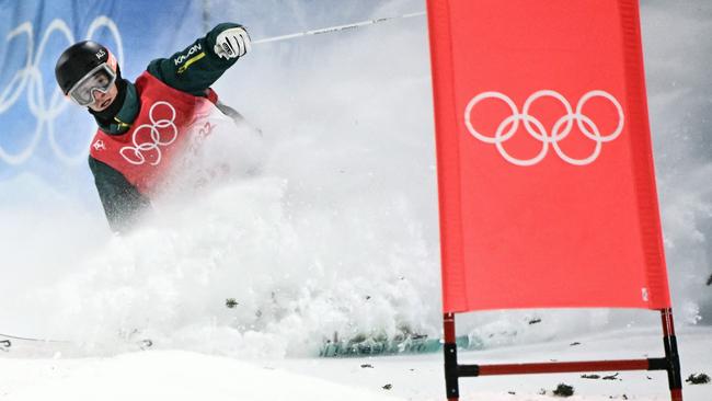 Australia's Matt Graham carves through the snow.