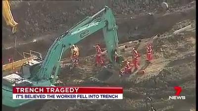 Worker dies after becoming stuck in Wallan trench (7 News Melbourne)