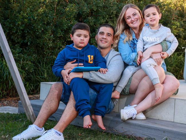 The Caringbah family can no longer afford a home deposit due to the extra money they’re spending on their sons’ therapy. Picture: Justin Lloyd