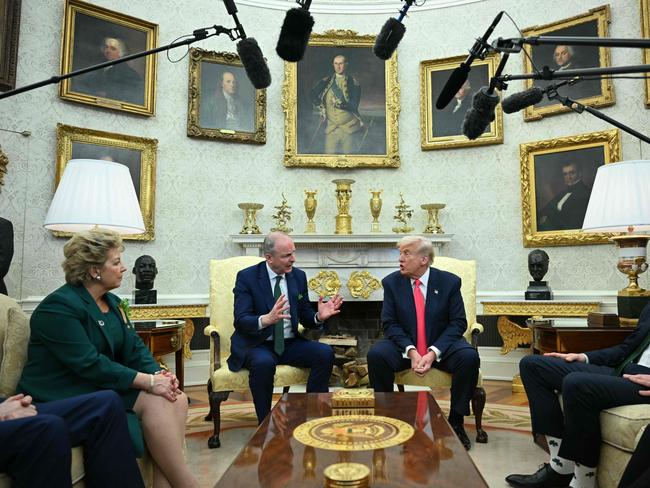 US President Donald Trump meets with Irish Prime Minister Micheal Martin in the Oval Office of the White House in Washington, DC, on March 12, 2025. (Photo by Mandel NGAN / AFP)