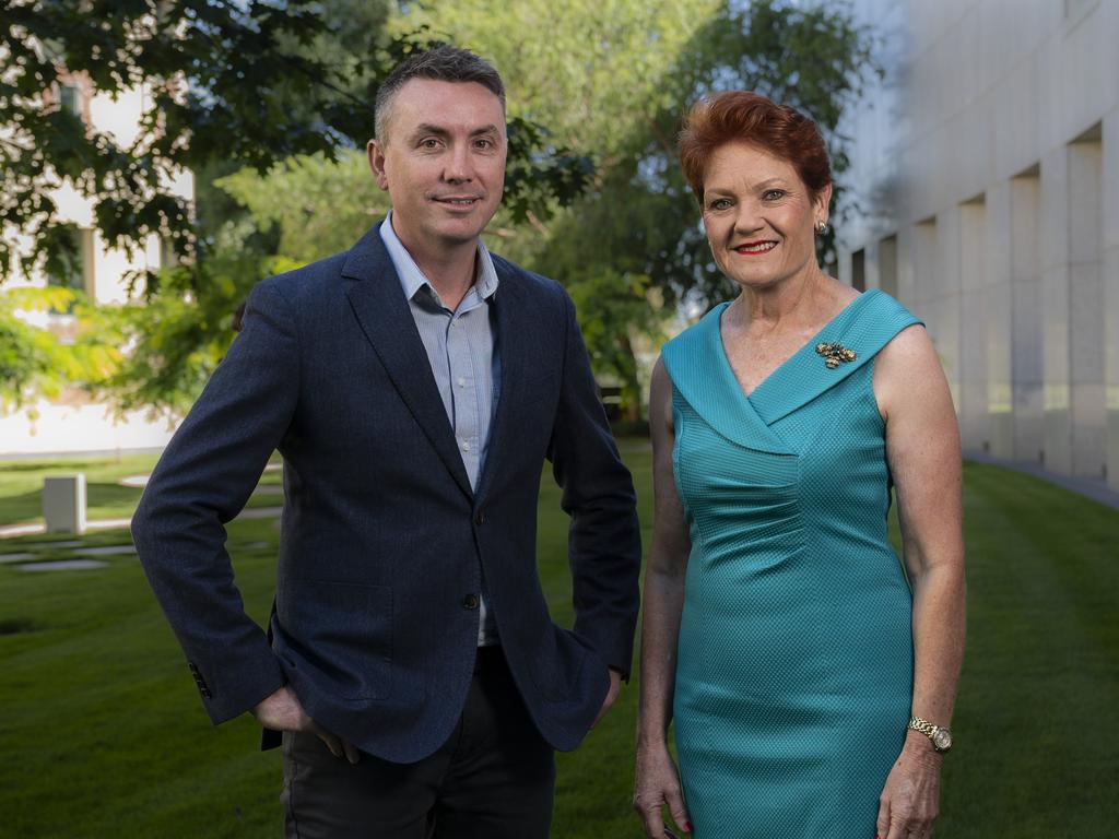 Senator Pauline Hanson and James Ashby, Pauline Hanson's One Nation’s candidate for the seat of Keppel. Picture: NCA NewsWire / Martin Ollman