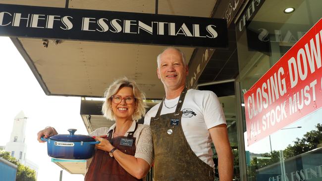 Chef's Essentials owners of more than 25 years Laura and Hugo Rugge are hanging up the aprons for the final time. Picture: Alison Wynd