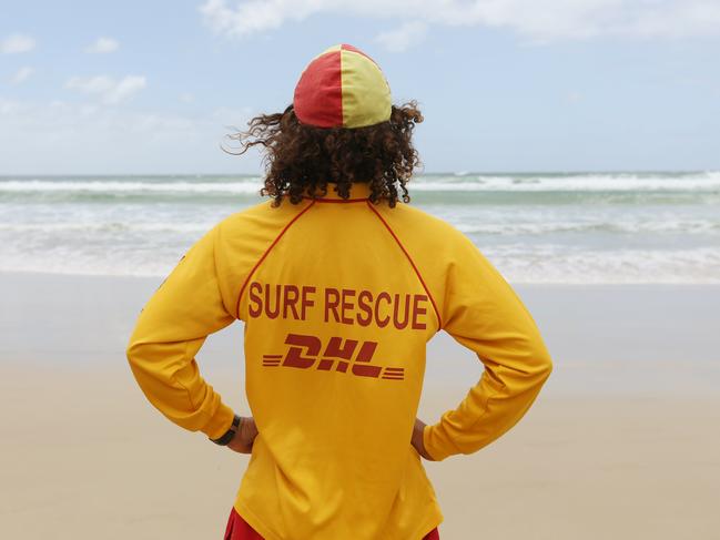 General, generic photos of Surf Lifesavers on Burleigh Heads beach. Life saver with red and yellow lifesaving cap. Picture: Brendan Radke.