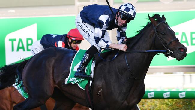 John Allen and Russian Camelot announce their spring intentions with an easy victory in the South Australian Derby. Picture: AAP