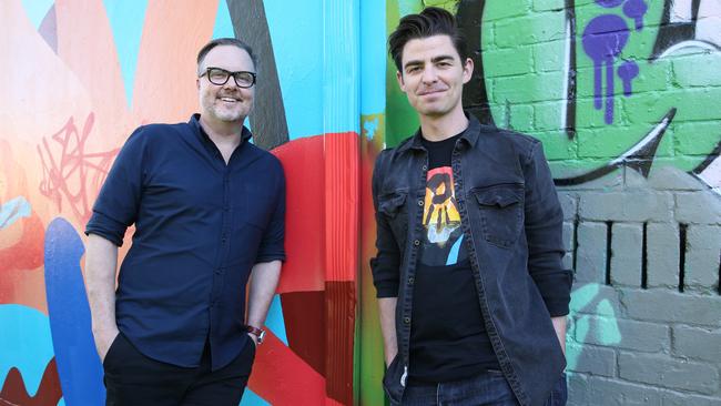 TikTok’s Australian boss Lee Hunter and Ollie Wards, who is joining the company after 10 years with Triple J. Picture: Britta Campion