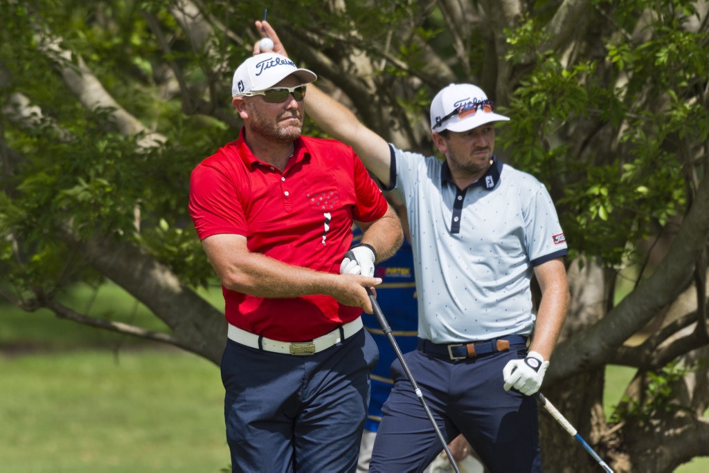 David Bransdon tees off from the tenth in round three of the Queensland PGA Championship at City Golf Club, Saturday, February 15, 2020. Picture: Kevin Farmer