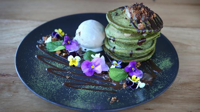 Matcha pancakes. Picture: Rebecca Michael