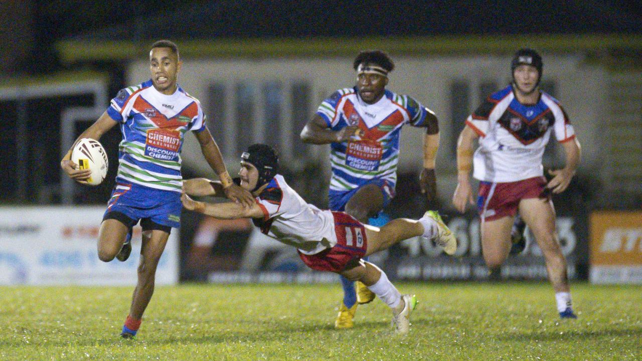 Innisfail Leprechauns winger Jackson Laza evades the defence during the Leps' 24-18 win against Ivanhoes at Callendar Park, Innisfail on Saturday, May 25, 2019. PIC: CHRIS HOLMES