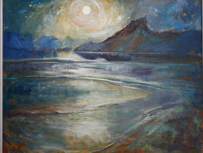 Tasmanian artist Patricia Giles captured the beauty of Lake Pedder in paintings such as this, <span id="U622711946104gDC" style="font-weight:normal;font-style:italic;">Lake Pedder under moonlight</span>. Picture: MATT THOMPSON