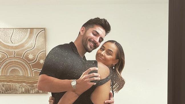 Bachelorette stars Brooke Blurton and Darvid Garayeli have called it quits, with the latter confirming the break-up on Instagram. Picture: Instagram.