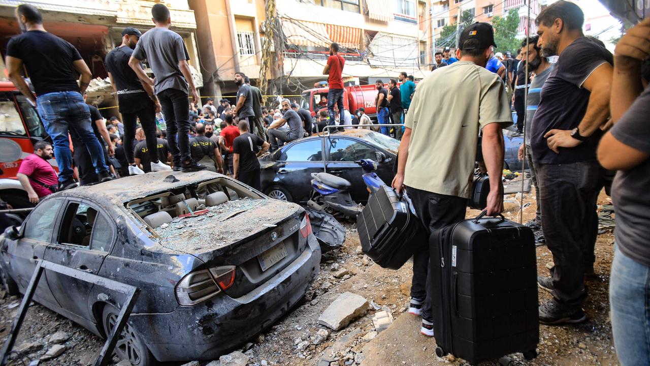 The aftermath of the strike on southern suburbs of Beirut on September 20. Picture: AFP