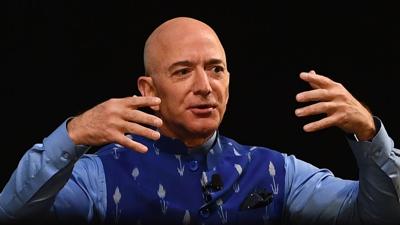 Bezos, whose worth has been estimated at more than $110 billion, met business leaders in India recently. Picture: Sajjad Hussain / AFP