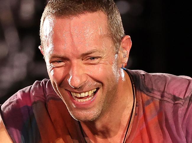 PERTH, AUSTRALIA - NOVEMBER 18: Chris Martin of Coldplay performs on stage at Optus Stadium on November 18, 2023 in Perth, Australia. (Photo by Paul Kane/Getty Images)