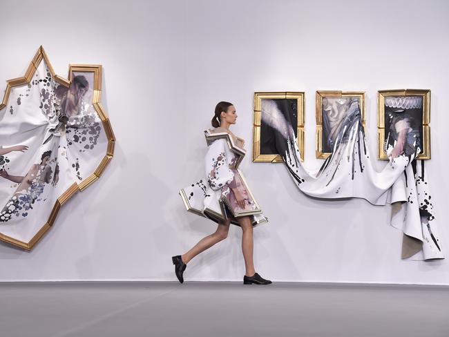 A model walks the runway during the Viktor &amp; Rolf show as part of Paris Fashion Week Haute Couture Fall/Winter 2015/2016. Picture: Getty