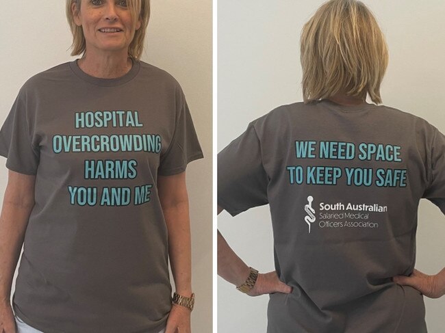 Supplied Editorial SA Salaried Medical Officers Association protest T-shirts