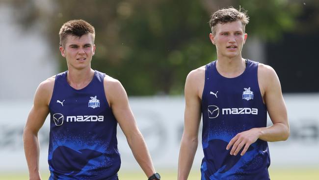 Colby McKercher (L) and Zane Duursma (R) are locks to debut for the Roos. Picture: David Crosling